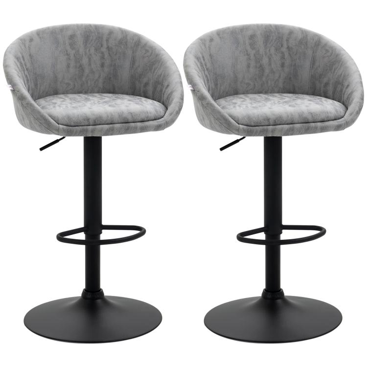 Picture of Modern Bar Stools Set of 2 Height Adjustable Swivel