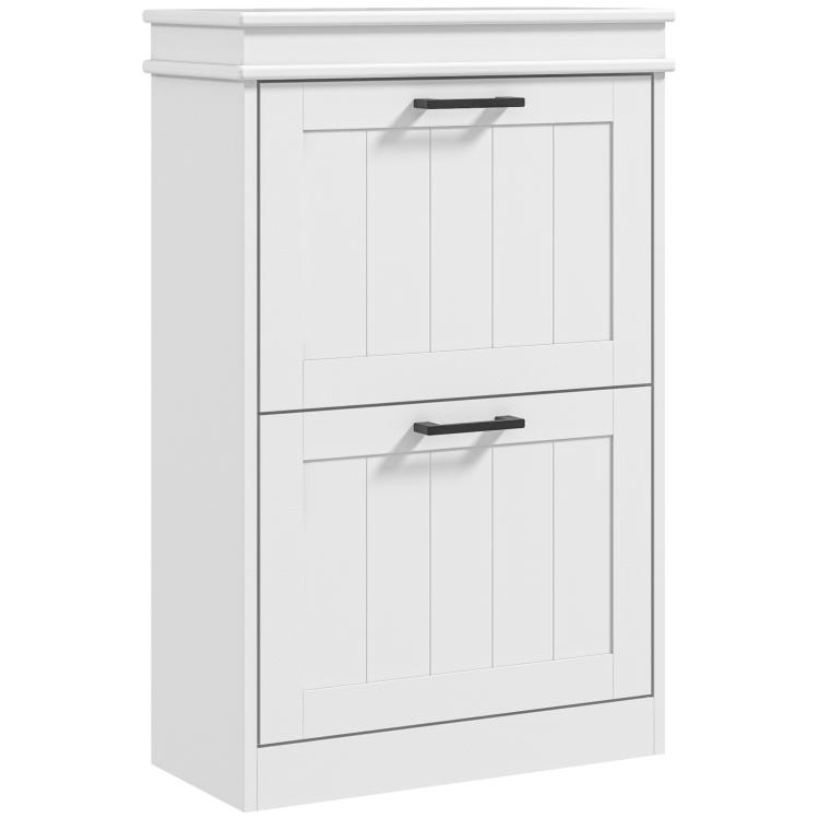 Picture of Two-Drawer Minimalistic 10-Shoe Cabinet - White
