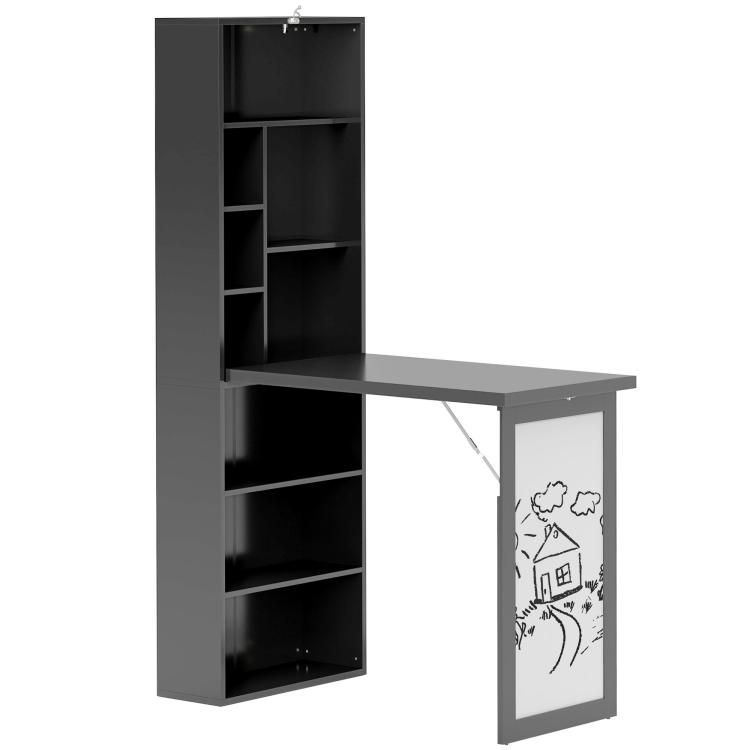 Picture of Three-Part Work Desk with Storage and Writing Board - Black