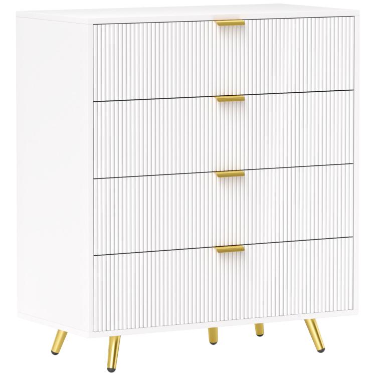 Picture of Elegant Four-Drawer Bedside Table - White