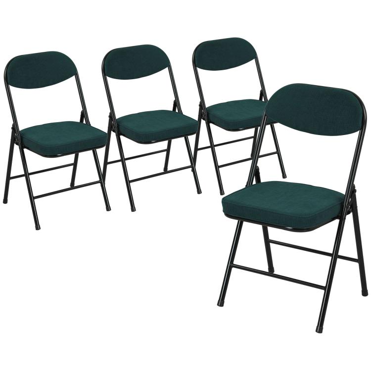 Picture of Set of Four Folding Corduroy Seat Chairs - Teal