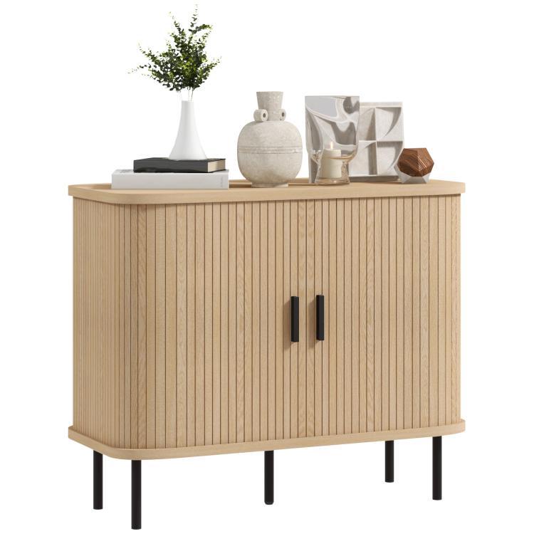 Picture of Mid-Century Modern Sideboard Storage Cabinet with Slatted
