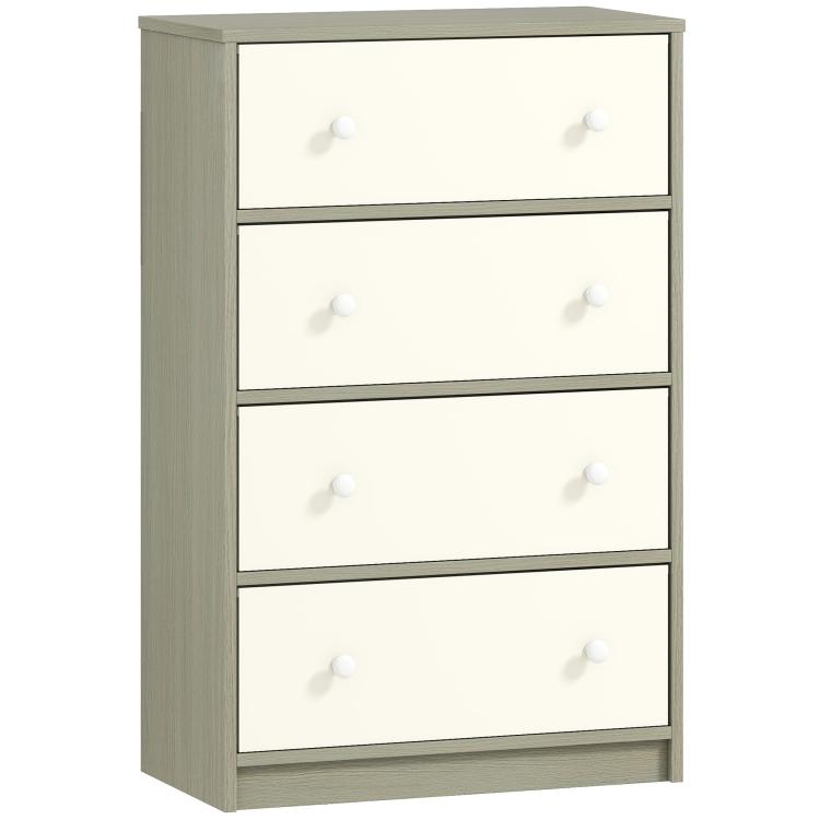 Picture of Chest of Drawers Dresser with 4 Fabric Drawers - White and