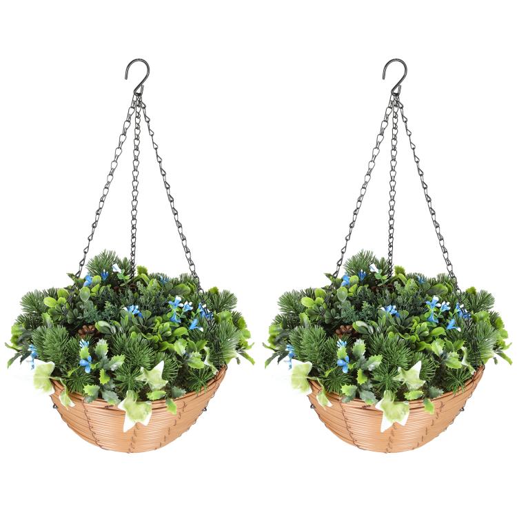 Picture of Pack of 2 Faux Plant Artificial Lisianthus Flowers Hanging
