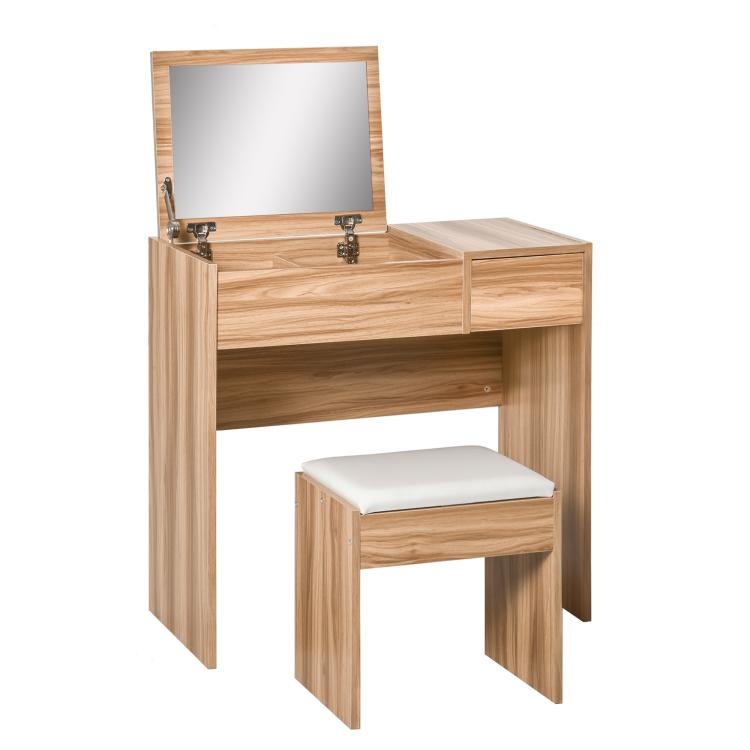 Picture of Dressing Table with Flip-Up Mirror and Cushioned Stool