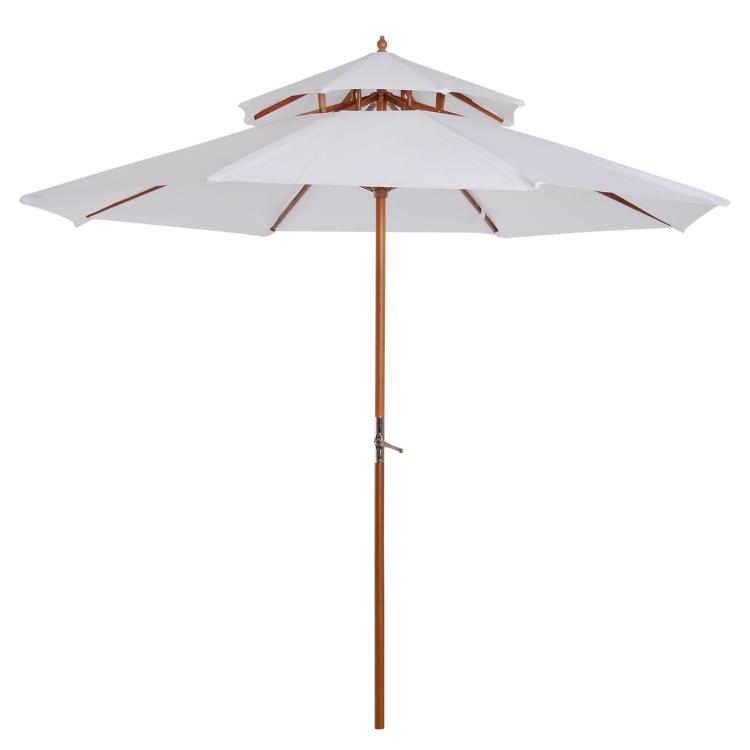 Picture of 2.7m Elegant Wooden Frame Parasol Umbrella - White