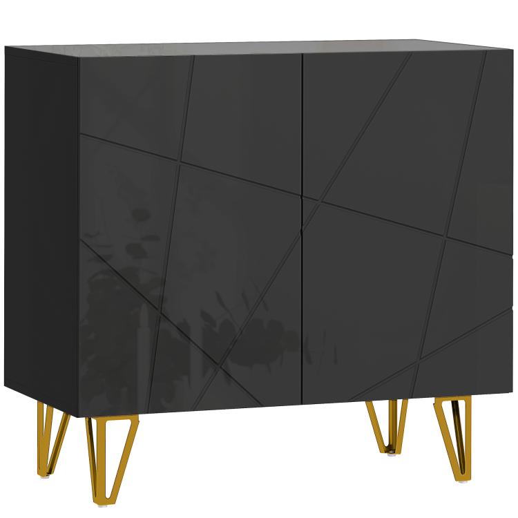 Picture of Modern Luxe High Gloss Sideboard with Hairpin Legs - Black