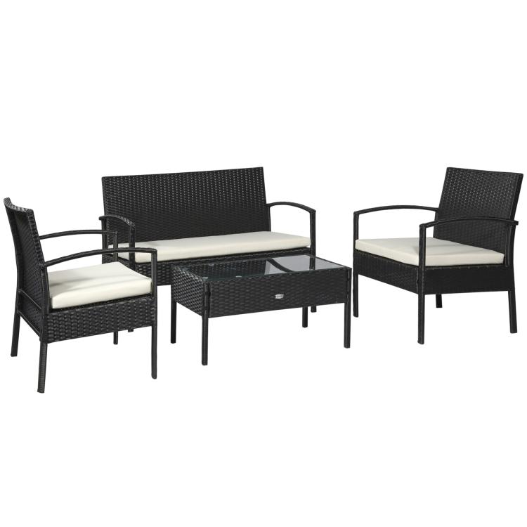 Picture of 4 Pieces Rattan Garden Furniture Set 4 Seater Garden Sofa