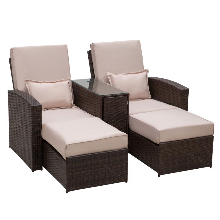Picture of PE Rattan Garden Armchair with Cushion - Mixed BrownOrange