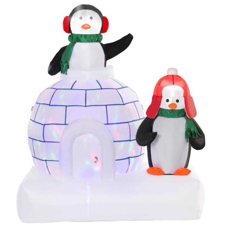 Picture of 5ft Christmas Inflatable Two Penguins Wearing a Scarf with