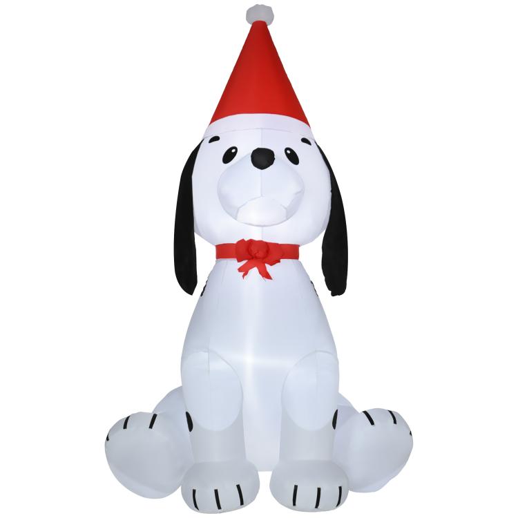 Picture of 6ft Inflatable Christmas Puppy Dog Wearing Santa Hat