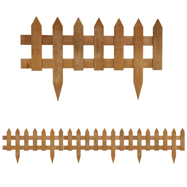 Picture of Pack of 12 Wooden Border Fences Garden Fixed Picket Fence