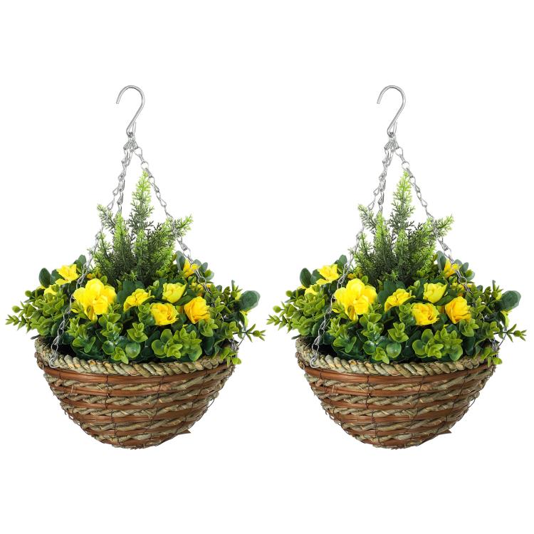 Picture of Set of Two Artificial Hanging Lavender Flower Pots - Purple