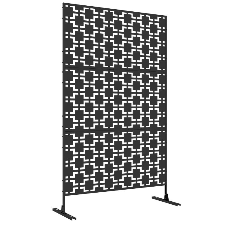 Picture of Metal Decorative Privacy Screen Outdoor Divider Black Grid