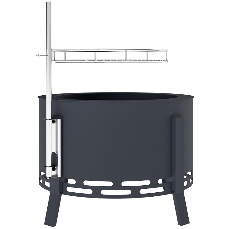 Picture of Outdoor Round Fire Pit with Lid and Fire Poker - Black