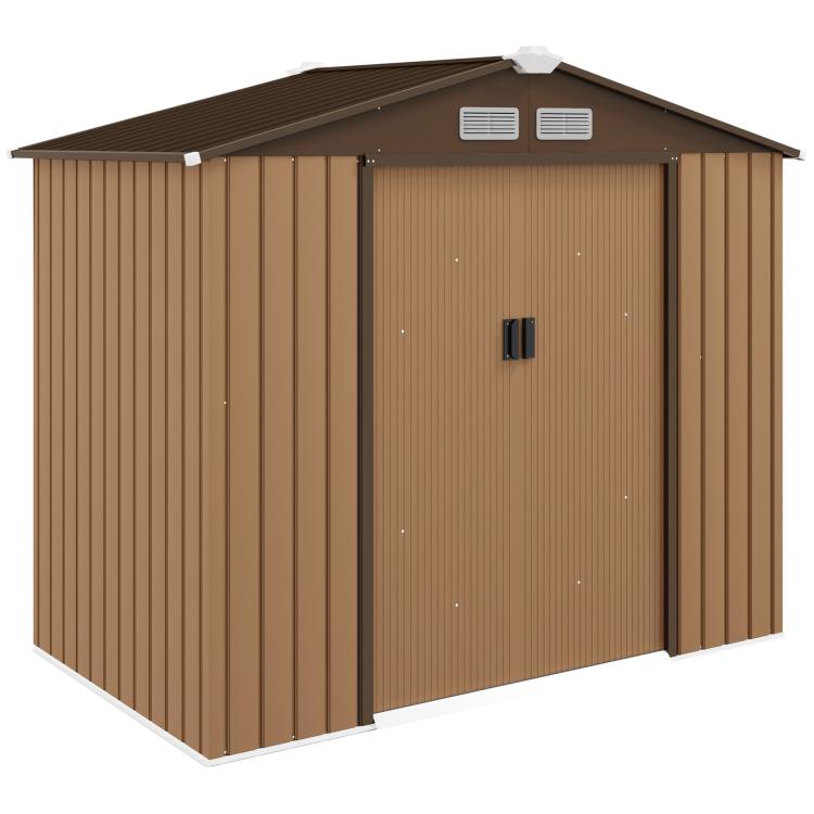 Picture of 7 x 4ft Lockable Metal Garden Tool Storage Shed Outdoor