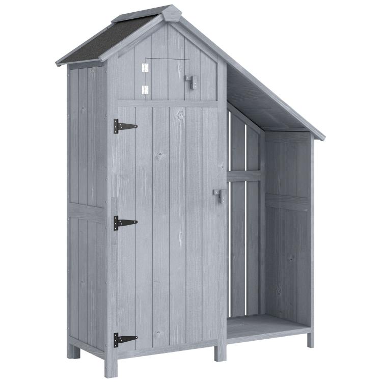 Picture of Garden Outdoor Storage Shed 3 Shelves Tilt Roof w Firewood