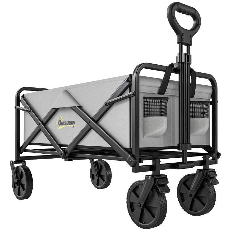 Picture of Folding Steel Frame Garden Storage Cart with Wheels and