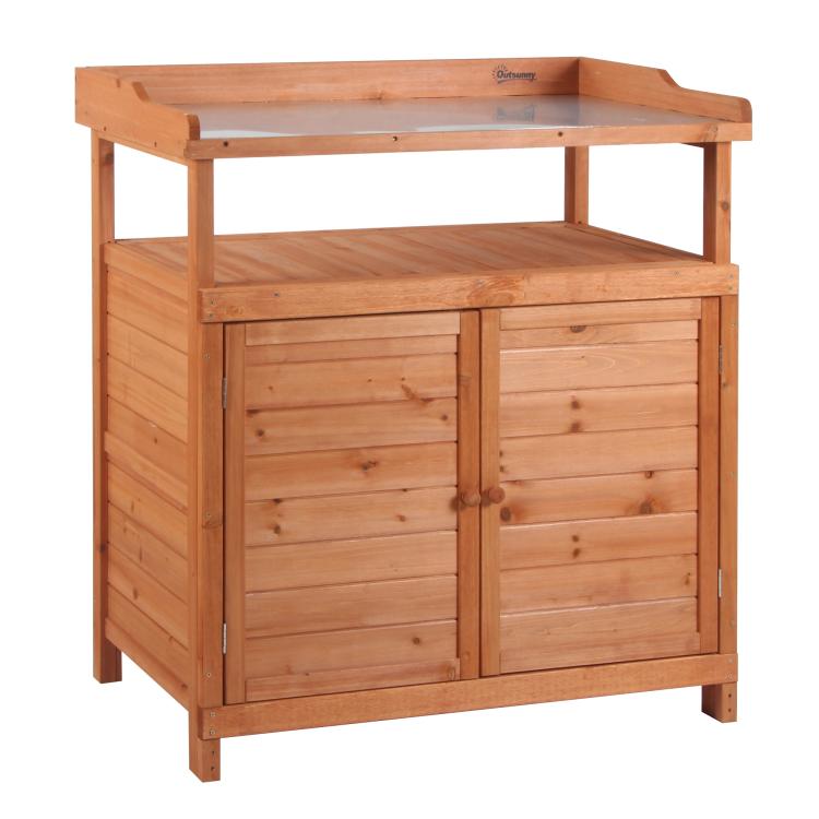 Picture of Multi-function Potting Bench Table w Storage Cabinet and