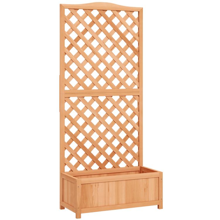 Picture of Wooden Planter with Trellis Freestanding Raised Bed for