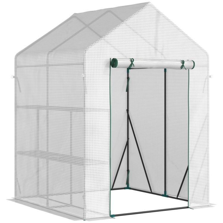 Picture of Walk In Greenhouse with 2 Tier Shelf Portable Gardening