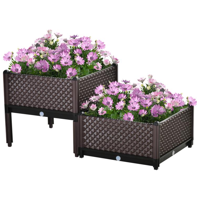 Picture of 50cm x 50cm x 46.5cm Set of 2 41L Plastic Raised Garden