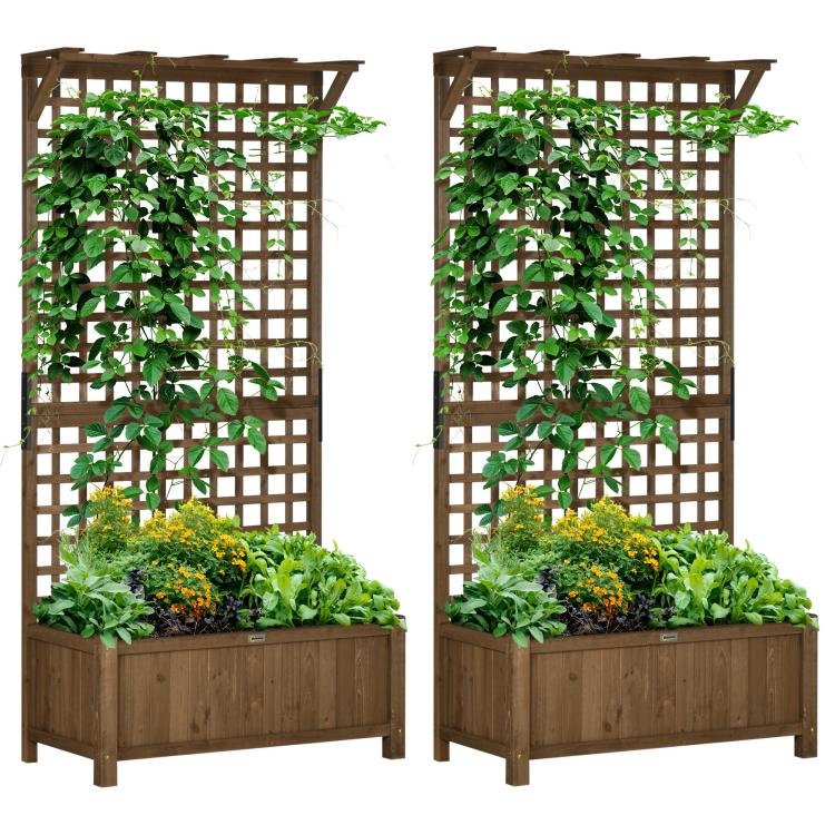 Picture of Wooden Trellis Planter Box Raised Garden Bed to Grow