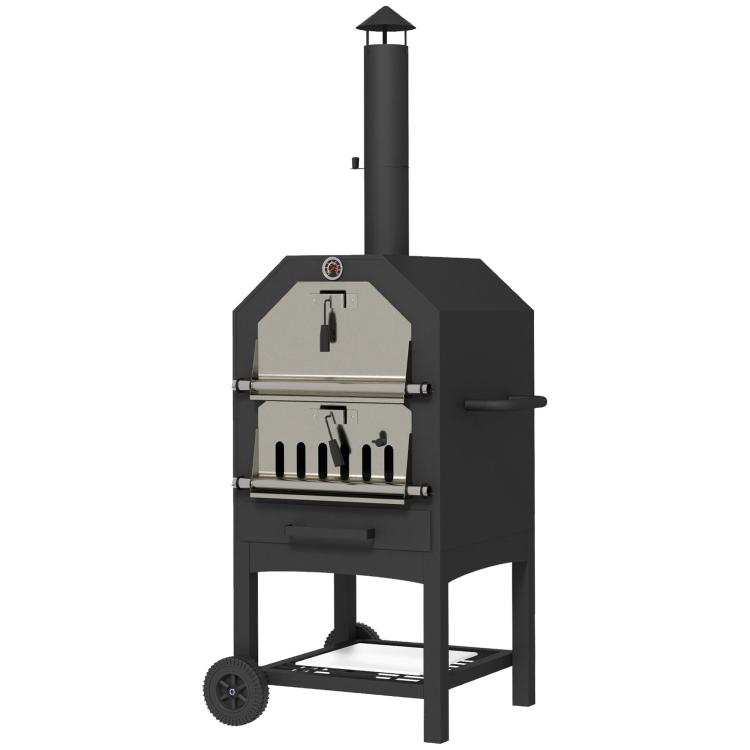 Picture of Charcoal Grill with Height-Adjustable Coal Pan - Black