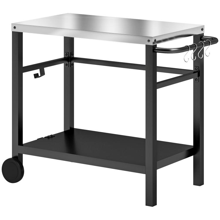 Picture of Outdoor Grill Dining Cart 3-Shelf Movable Pizza Oven Table