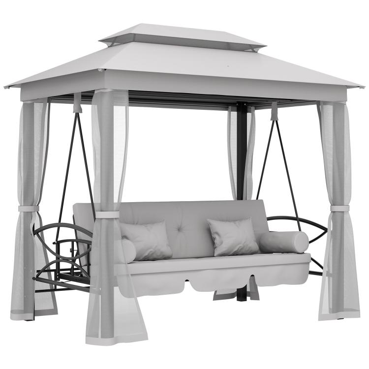 Picture of 3 Seater Convertible Swing Chair Outdoor Gazebo Swing Seat