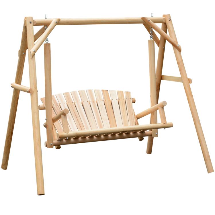 Picture of Outdoor 2 Seater Swing Chair Larch Wood Garden Swing Seat