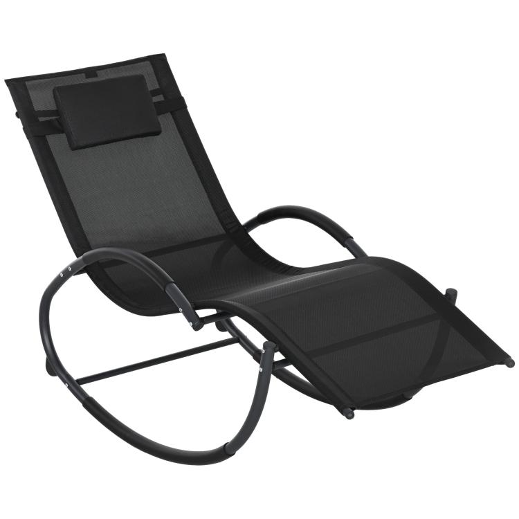 Picture of Steel Frame Zero Gravity Rocking Chair with Pillow - Black
