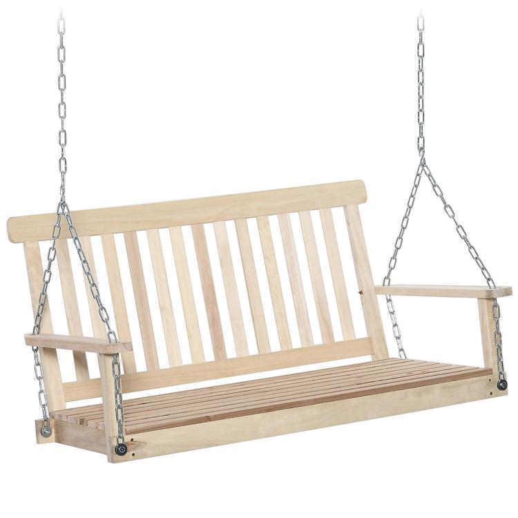 Picture of Outdoor Wooden Swing Bench 2-Seater Porch Swing Chair