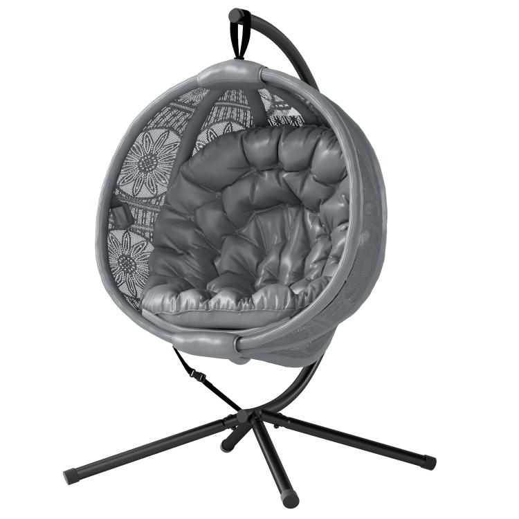 Picture of Round Egg Basket Chair with Steel Stand Charcoal Grey