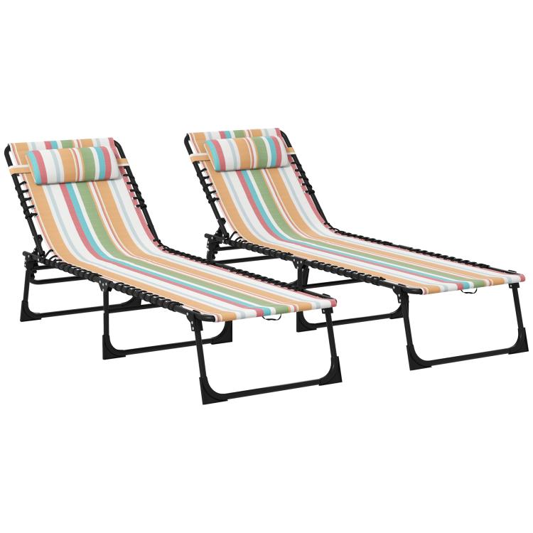 Picture of Set of Two Folding Sun Loungers with Four-Position Backs -