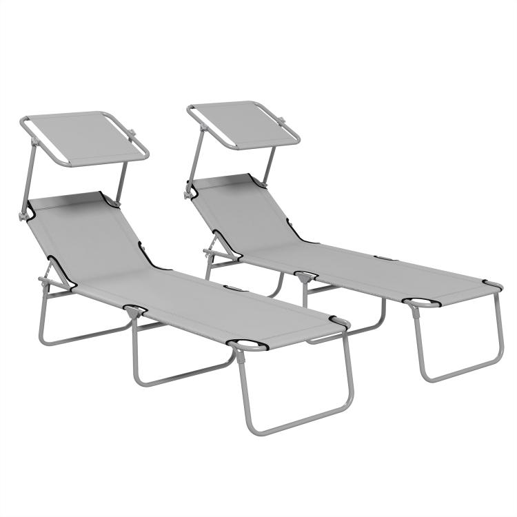 Picture of Outdoor Foldable Sun Lounger Set of 2 4 Level Adjustable