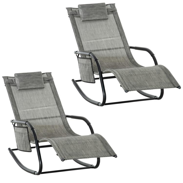 Picture of 2PCs Outdoor Garden Rocking Chair Patio Sun Lounger Rocker